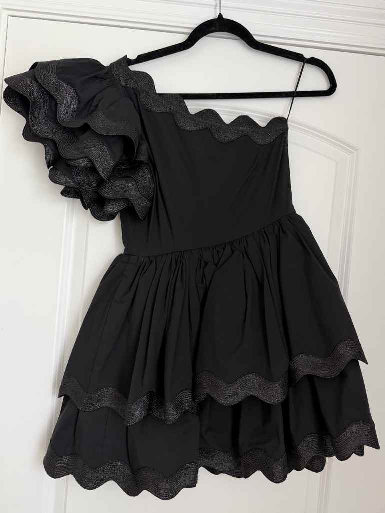 Celia B Black One Shoulder Ruffle Dress - Xs